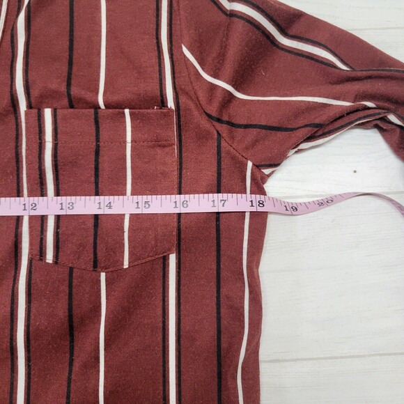 ALWAYS INDIGO Womens Red Stripe Zip Front Blouse Size Small - Picture 5 of 7